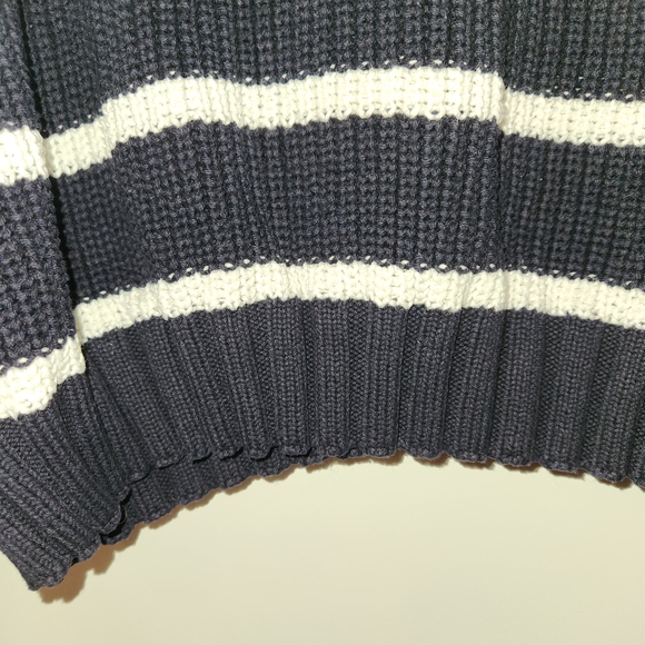 Adyson Parker Black/White Stripe 3 Button Collared Sweater Size S Drop Shoulder - Picture 7 of 10